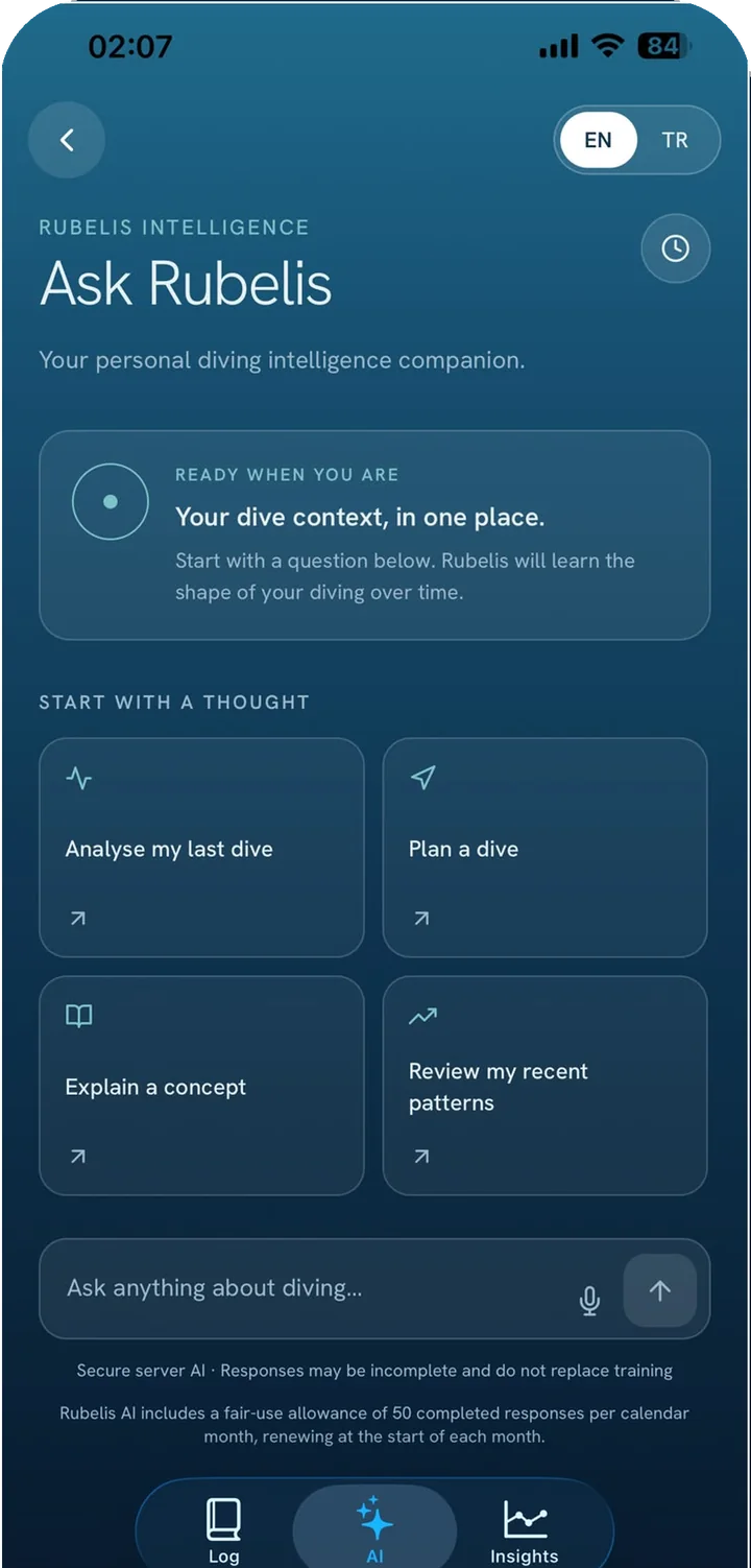 Rubelis App screen: Ask Rubelis